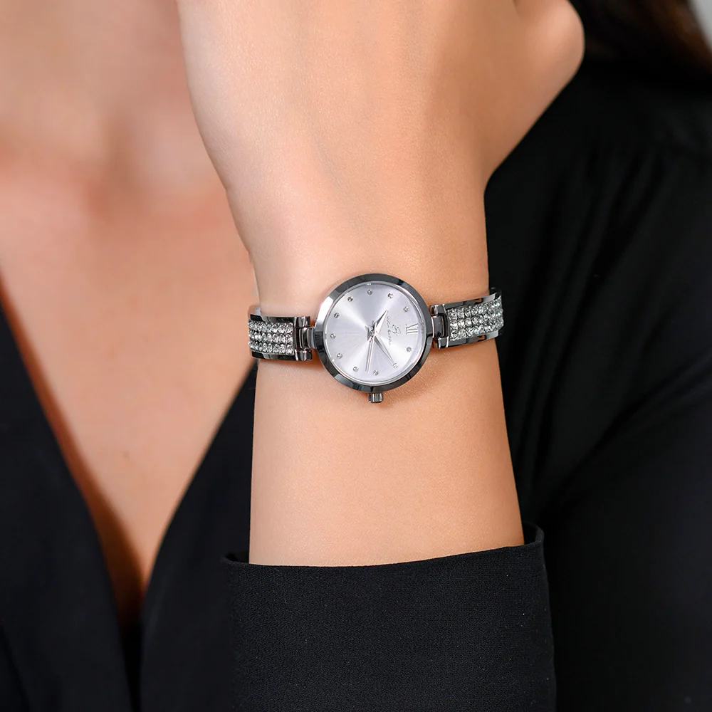 OROLOGIO DONNA IN ACCIAIO CRISTALLI E QUADRANTE GRIGIO - Image 2