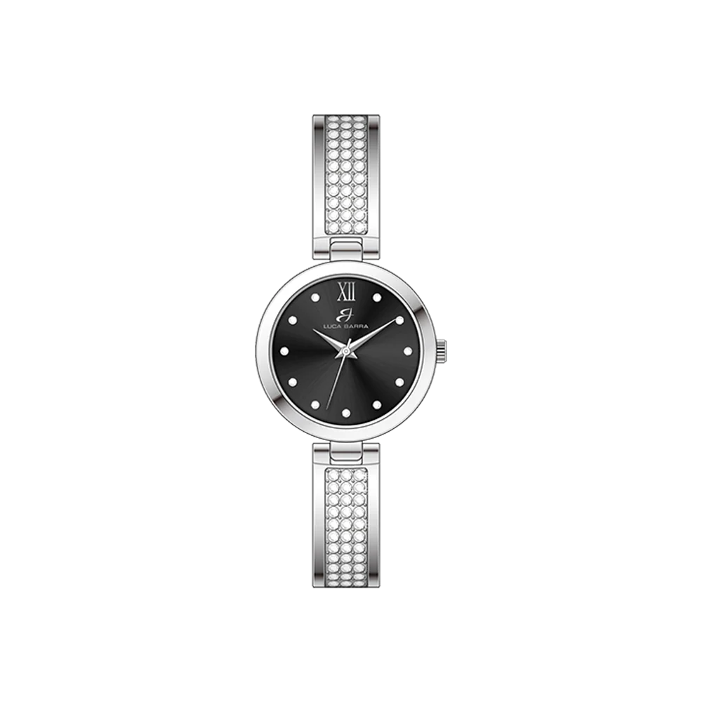 OROLOGIO DONNA IN ACCIAIO CRISTALLI E QUADRANTE NERO