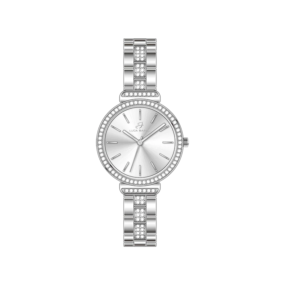 OROLOGIO DONNA IN ACCIAIO CRISTALLI GHIERA E QUADRANTE GRIGIO