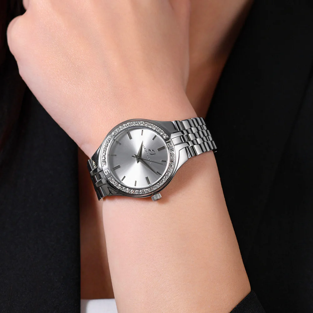 OROLOGIO DONNA IN ACCIAIO GHIERA CRISTALLI BIANCHI - Image 2