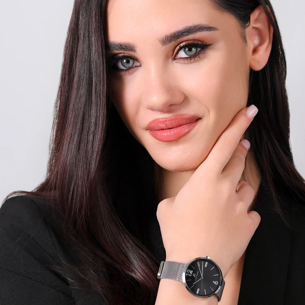 OROLOGIO DONNA IN ACCIAIO MAGLIA MILANO E QUADRANTE NERO - Image 3