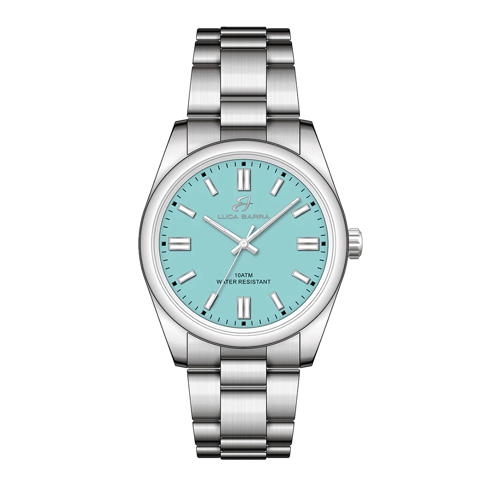 OROLOGIO IN ACCIAIO CON QUADRANTE AZZURRO