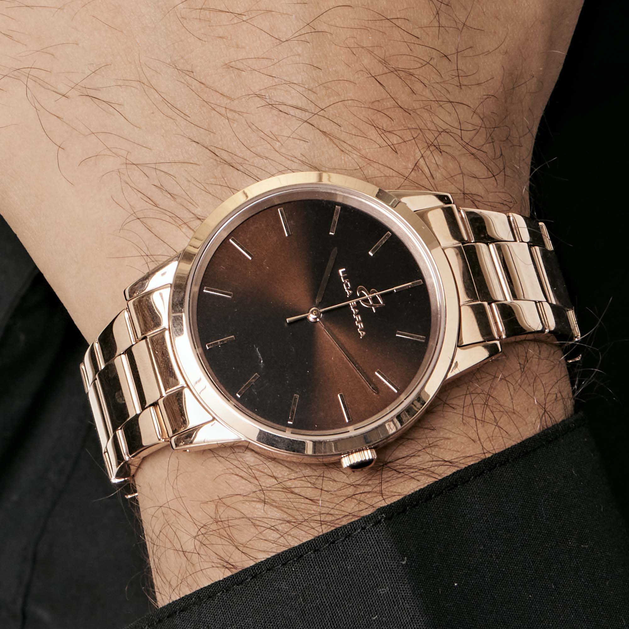 OROLOGIO IN ACCIAIO IP ROSE CON QUADRANTE MARRONE, BRACCIALE IP ROSE - Image 2