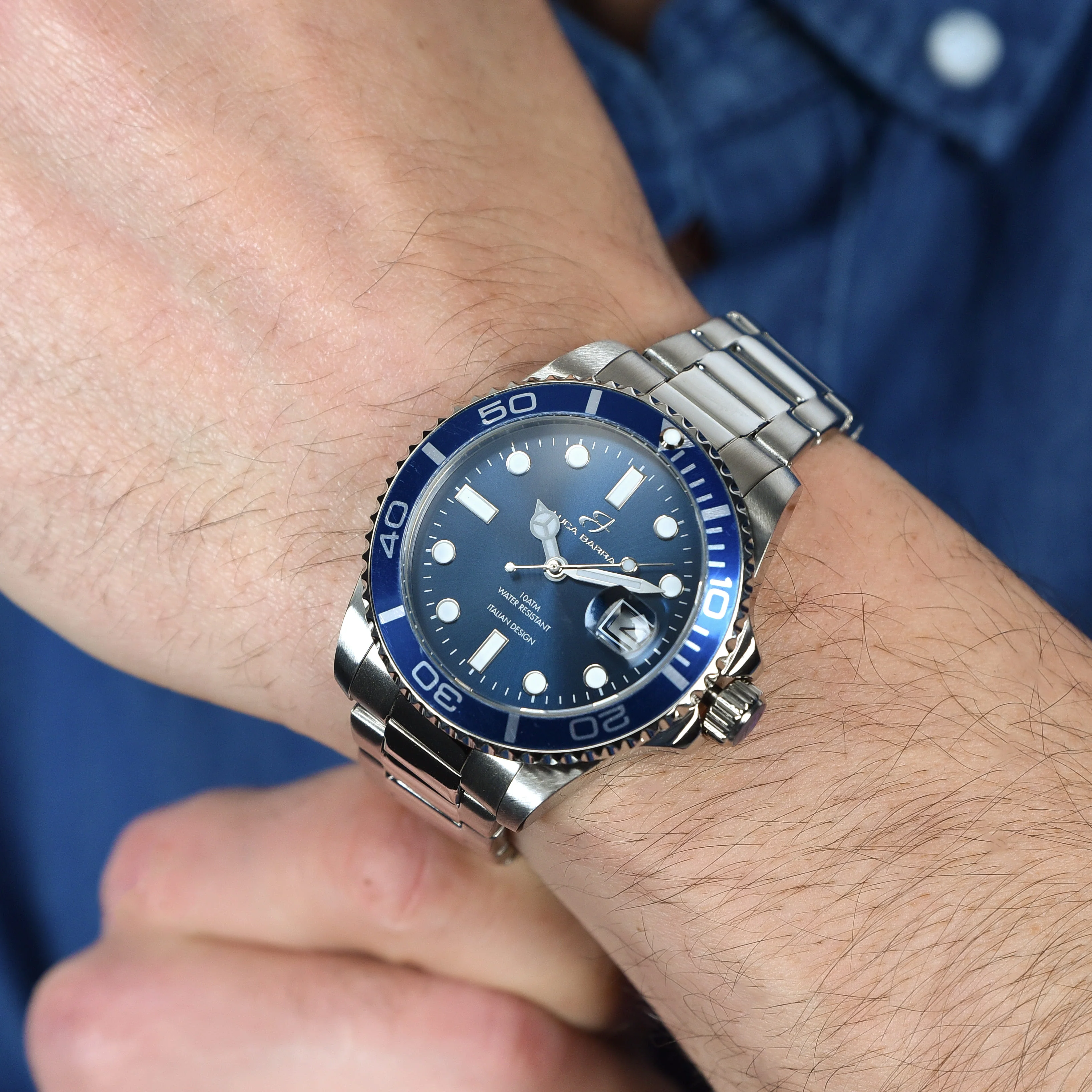 OROLOGIO UOMO CON CASSA IN ACCIAIO GHIERA BLU - Image 2