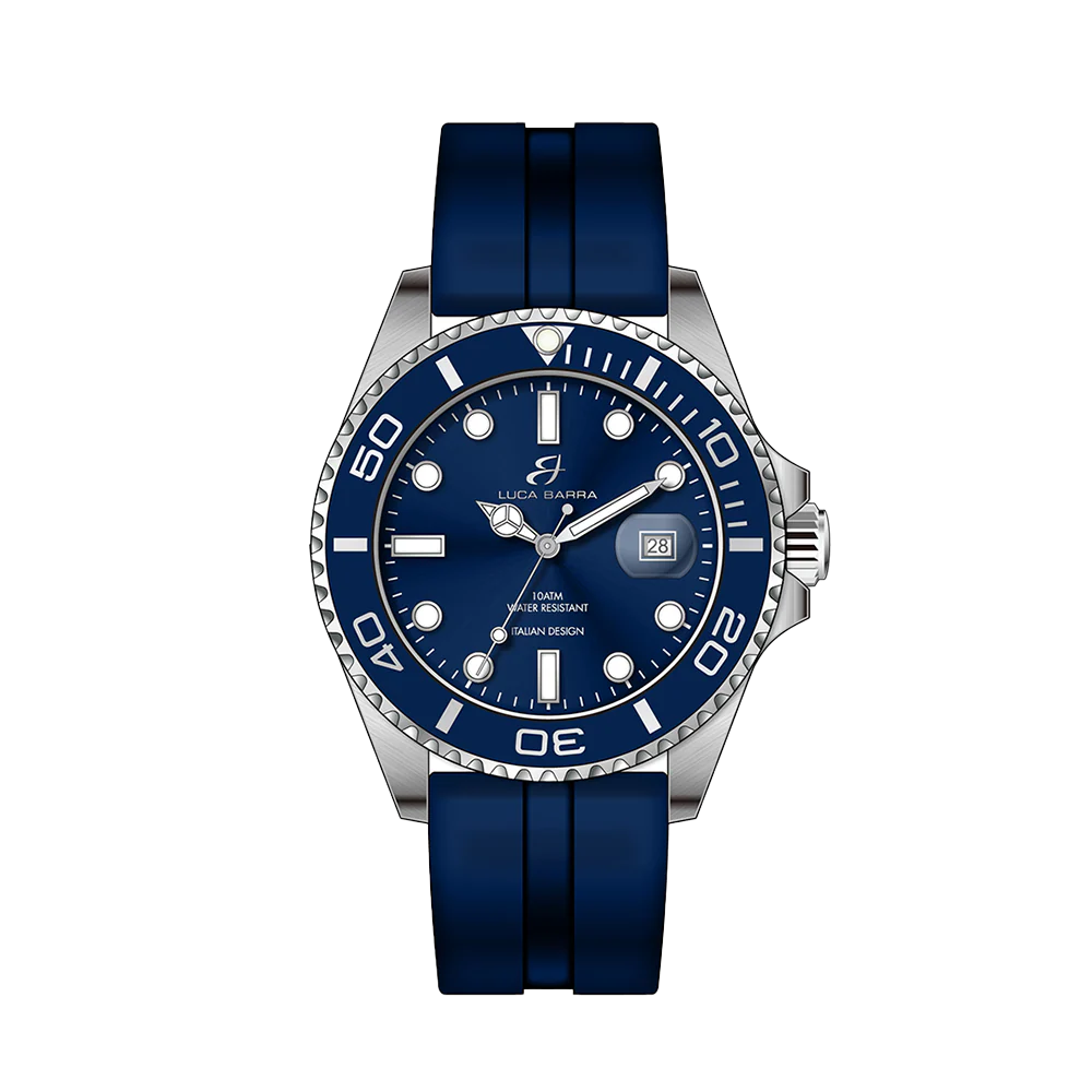 OROLOGIO UOMO CON CASSA IN ACCIAIO QUADRANTE BLU GHIERA BLU