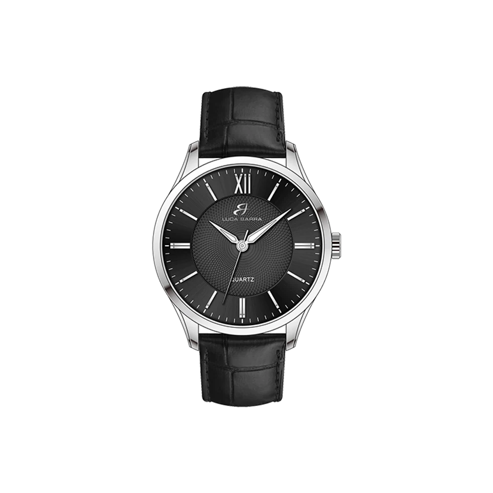 OROLOGIO UOMO IN ACCIAIO CINTURINO PELLE NERA
