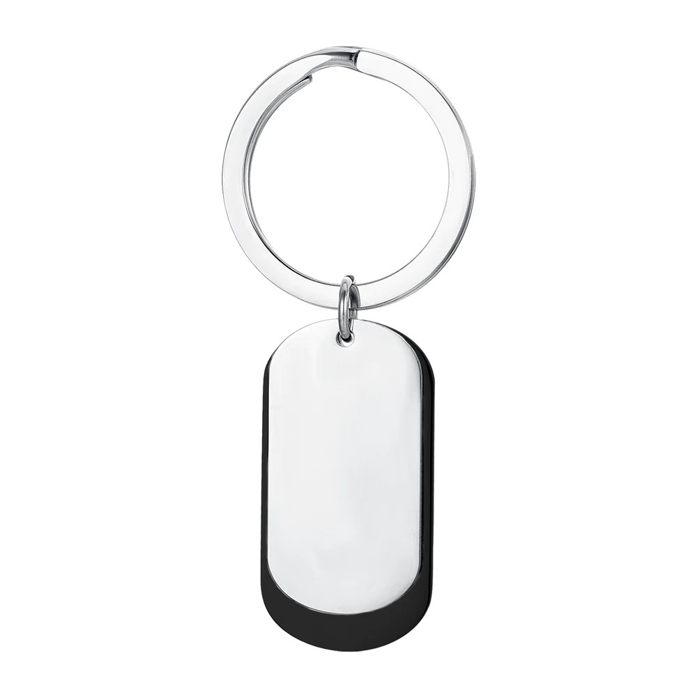 PORTACHIAVE UOMO IN ACCIAIO CON PIASTRE SILVER ED IP NERO